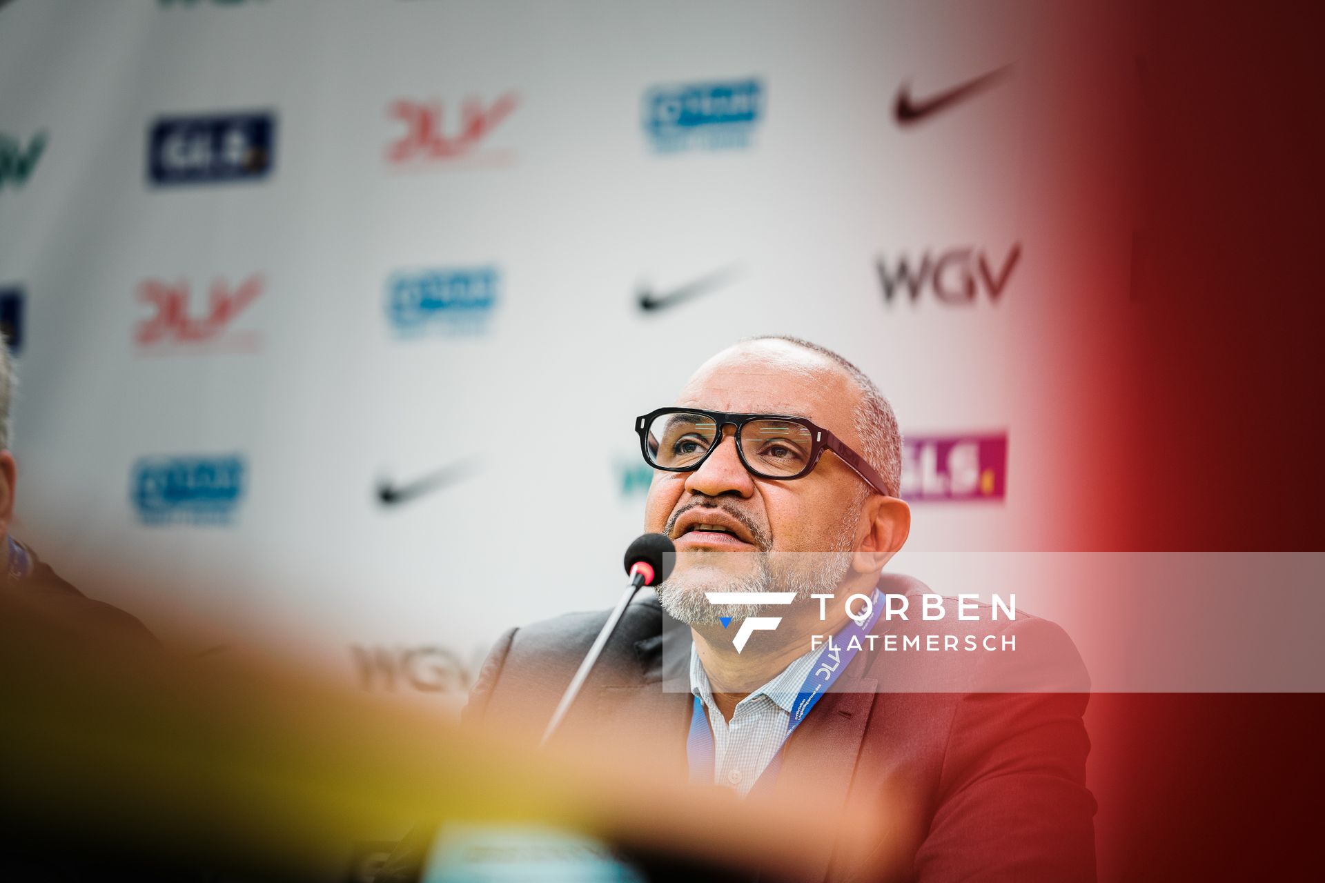 Idriss Goschinska, Vorstandsvorsitzender des DLV, bei den Deutschen Leichtathletik-Hallenmeisterschaften am 18.02.2023 in der Helmut-Koernig-Halle in Dortmund